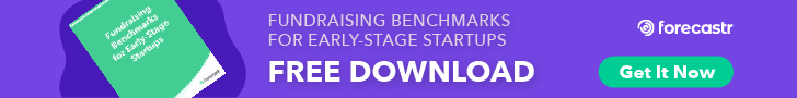 Banner: link to resource with startup fundraising benchmarks