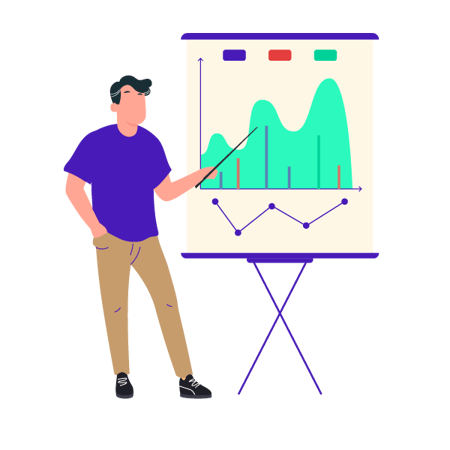 Illustration: Founder sharing financial metrics