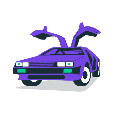 Illustration: A Delorean representing past data as in "Back to the Future"